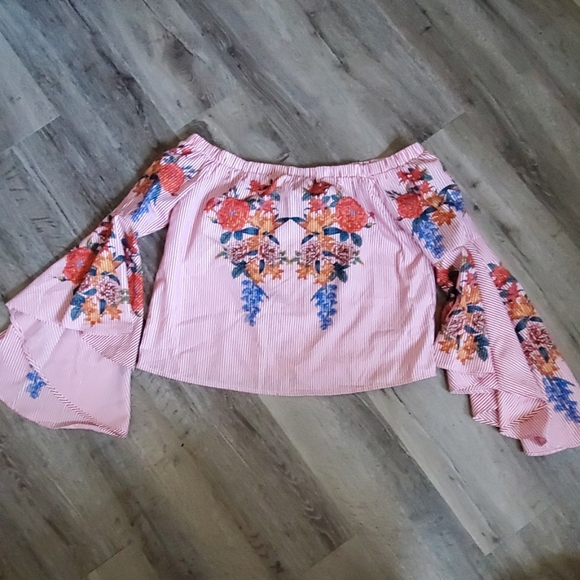 Flying Tomato Tops - Flying Tomato Off Shoulder Bell Sleeve Top